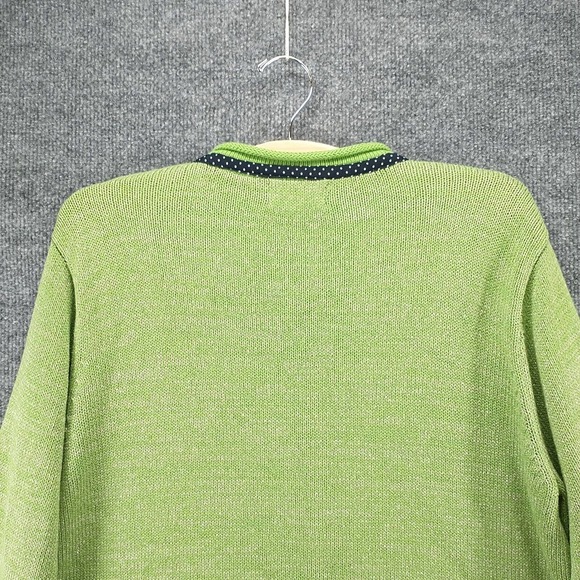 Icelandic Design Women's Silk Blend Cardigan Green Large Long Sleeve Crochet - Picture 7 of 15